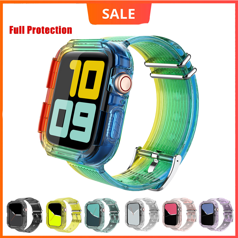 Rainbow colors Sport Strap for Apple Watch 6 SE Bands Silicone Transparent for Iwatch 5 4 3Strap 38mm 40mm 42mm 44mm