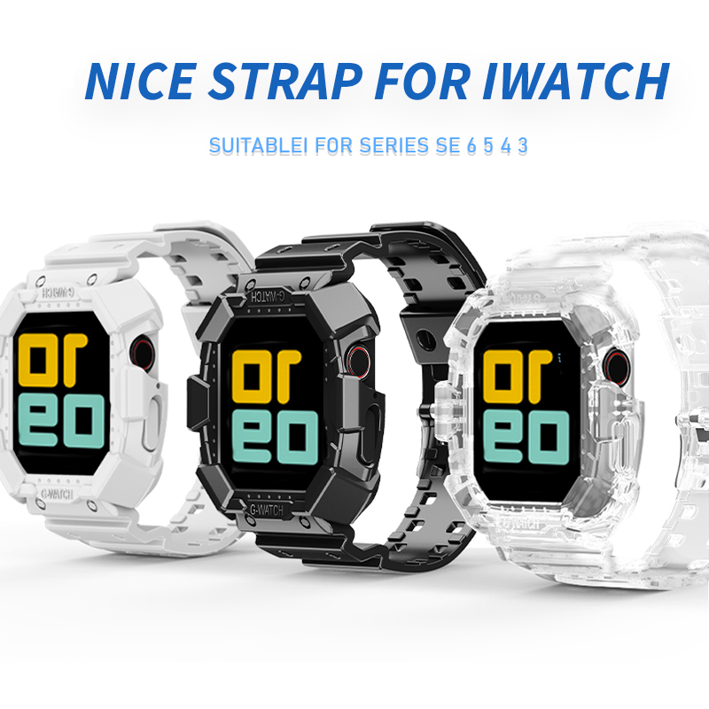 Transparent Silicone Sport Watch Band Watch Case for Apple Watch 38/40/42/44mm Strap Bracelet for Iwatch Series Se 7 6 5 4 3