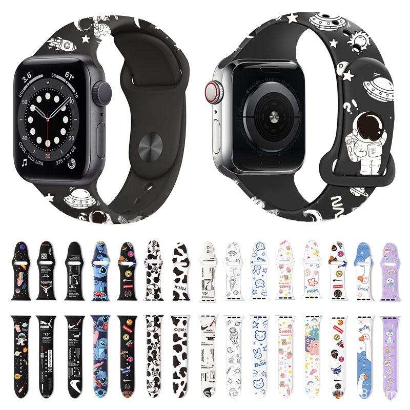 Anime Silicone Cartoon Cute Graffiti Printing Bands for Apple Watch Suitable for Iwatch 38 Mm 40mm 42 Mm 44mm Series 5/4/3/2/1