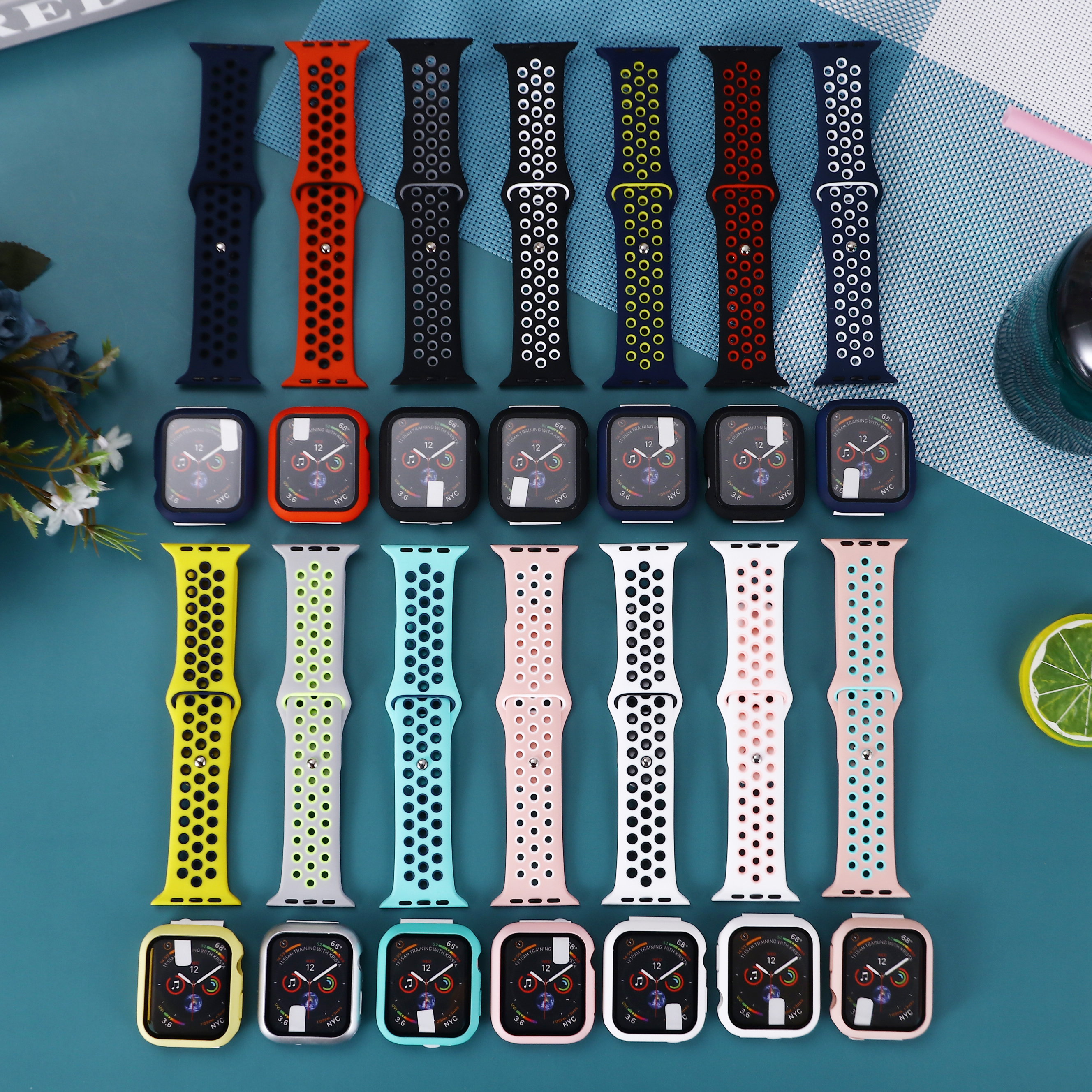 Silicone Nike Sport Watch Band Strap Replacement Watch Bands with Case Set 38/40mm 42/44mm for Apple Watch