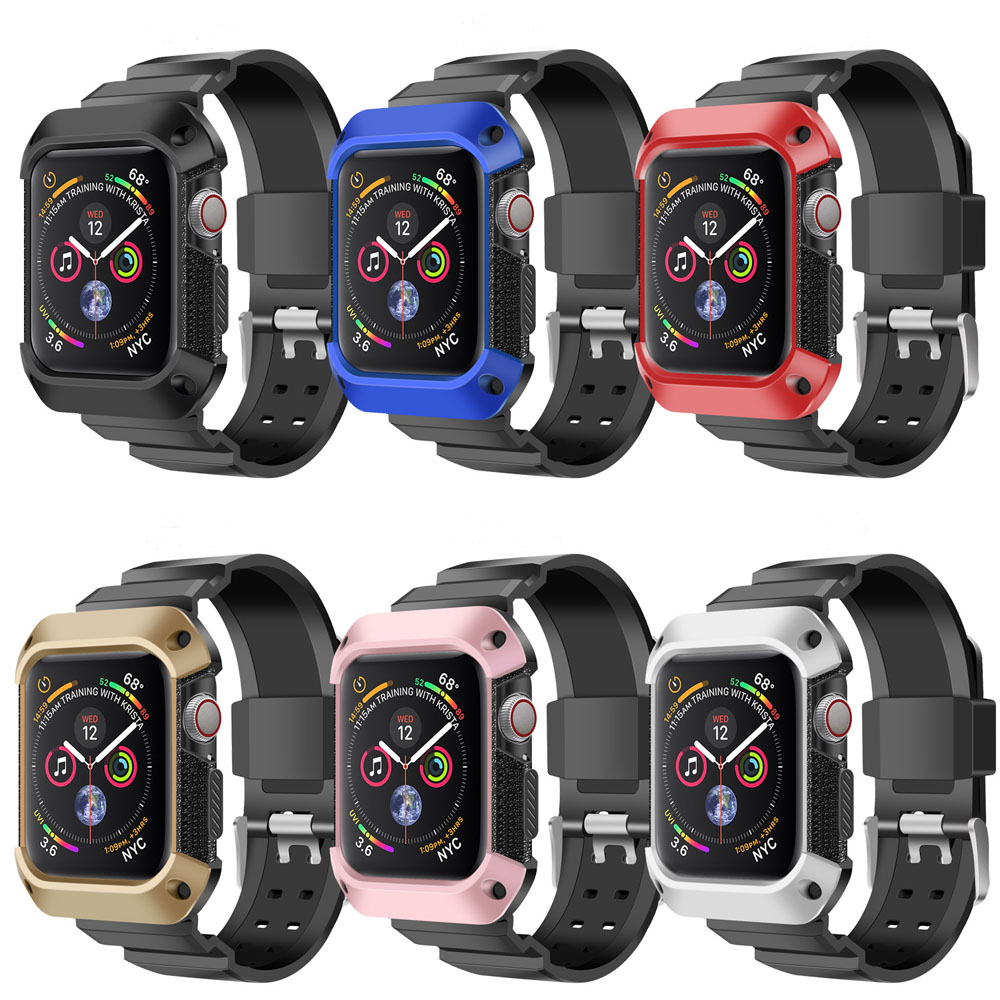 Rugged Protective Case with Watch Bands Designed for Apple Watch Series 6/se/5/4 44mm 42 Mm