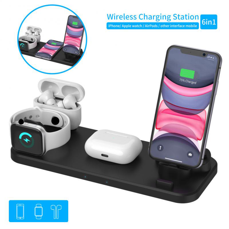 6 In 1 Wireless Charging Station SmartWatch Wireless Charger Multifunction Folding Six in one Air Pods Pro I Phone Charger