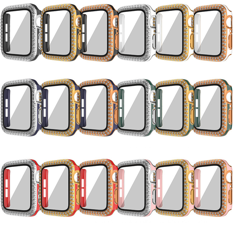 Diamond Bumper Protective Case for Apple Watch Cover Series 6 SE 5 4 3 2 1 38MM 42MM For Iwatch 6 5 4 40mm 44mm watch band strap