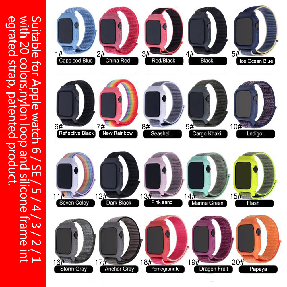 Sports Wristband Silicone Case Nylon Strap Conjoined case for Universal Apple i Watch Band Full Border Protection Straps Case