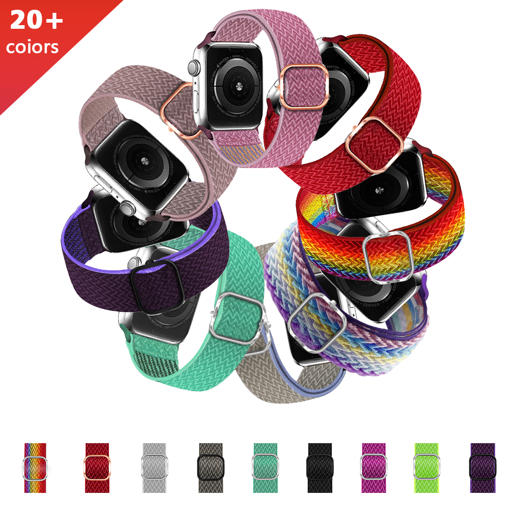 Elastic Adjustable Stretchy Nylon Band for Apple Watch Band Strap 44mm 40mm 42mm 38mm Iwatch Series Se 6 5 4 3