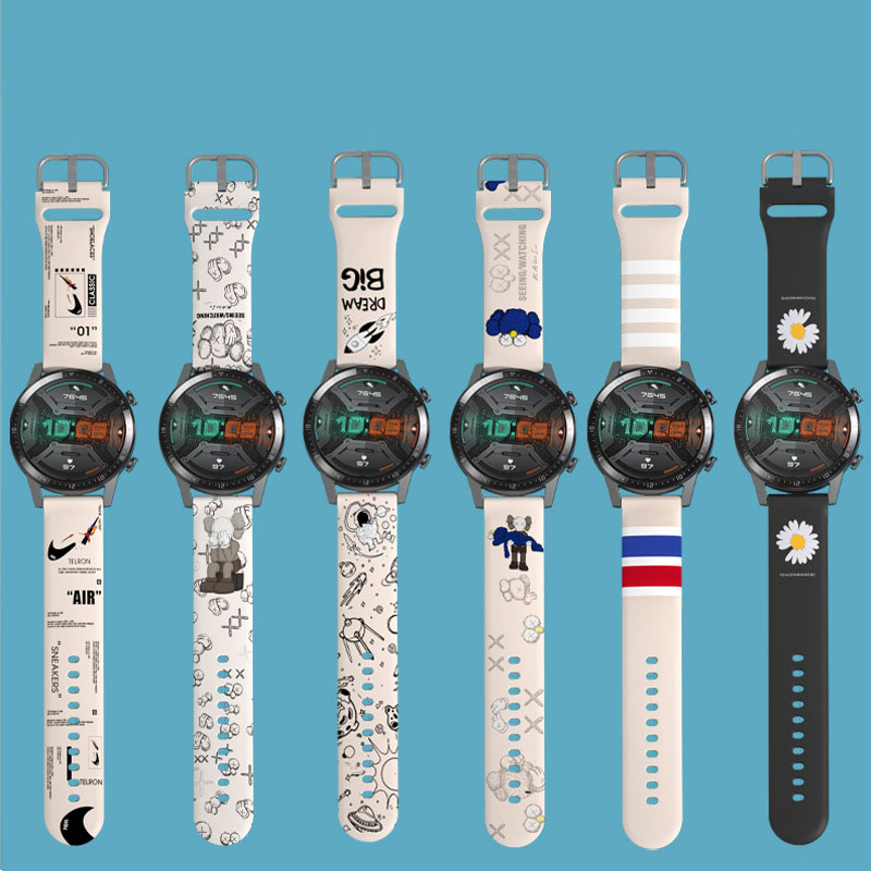 Watch Bracelet for huawei Watch DIY Cartoon Watch Strap Band Wrist Band 20 22mm Rubber Silicon for Galaxy Watch Samsung Gear S3