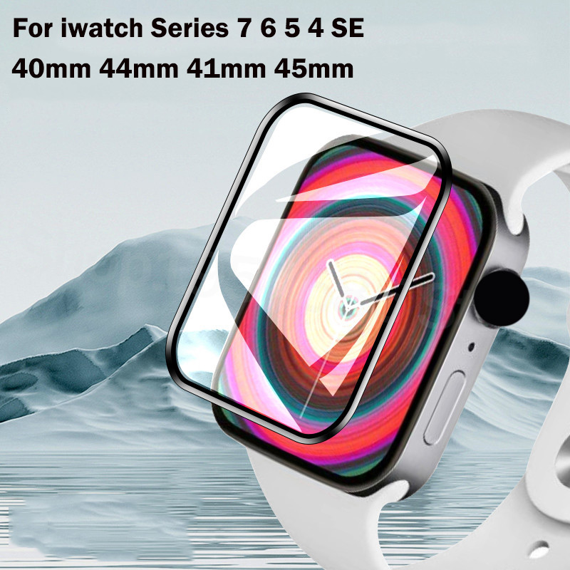 3D Curved Edge HD Tempered Glass For Apple Watch Series 7 41mm 45mm Screen Protector Film For iWatch 6 5 40mm 44mm frame Bumper