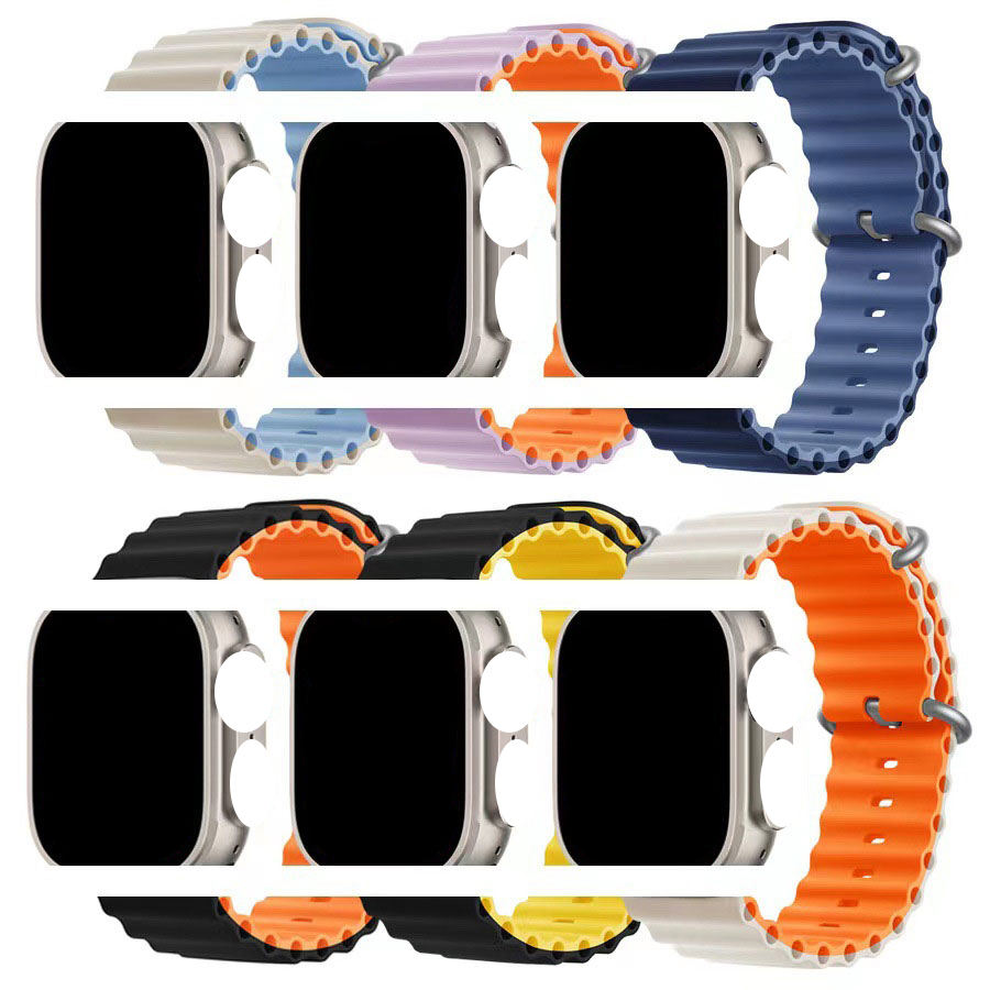  New Soft Silicone Waterproof Sport Ocean Watch Band For Apple Watch Ultra 49mm Strap Women Men Wristband