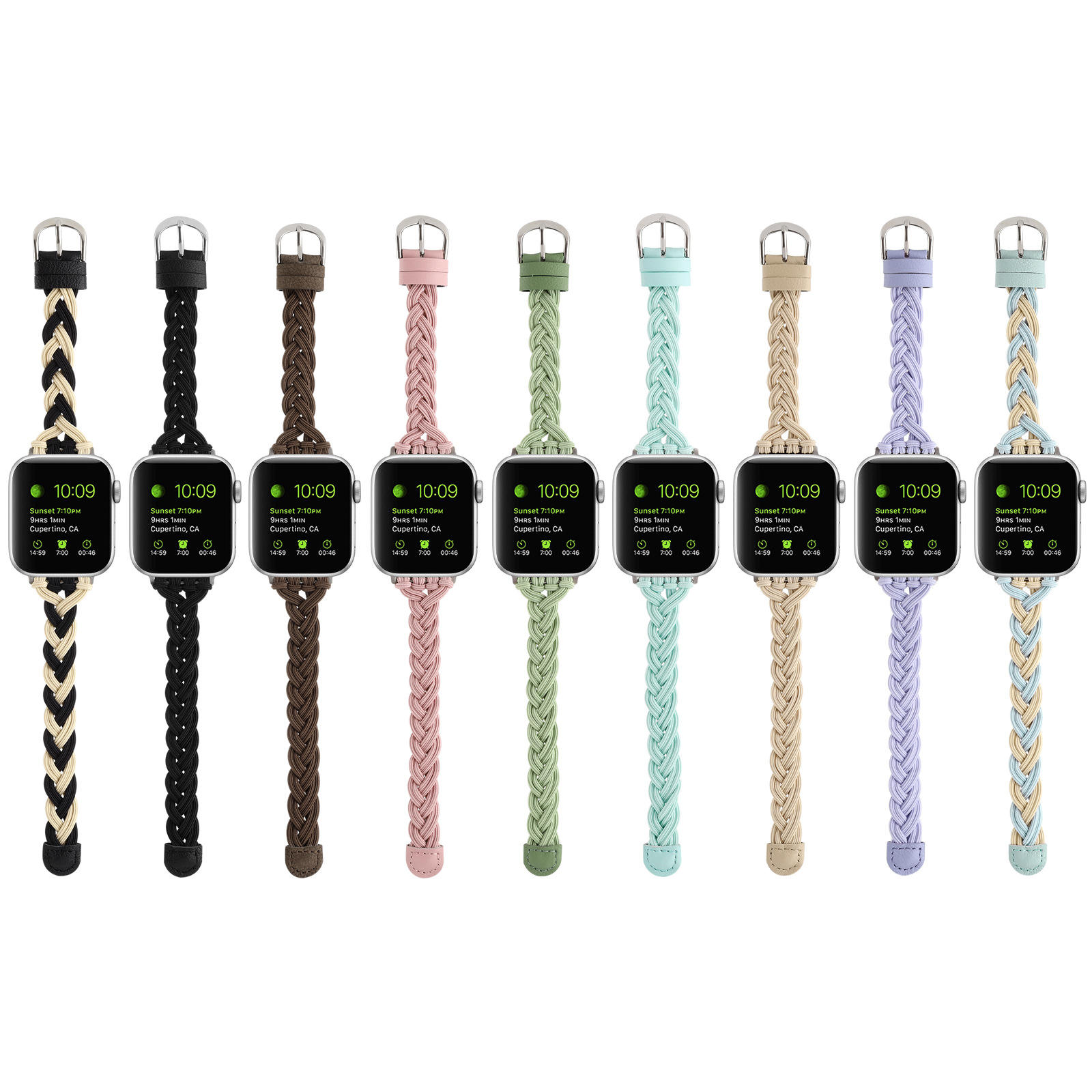  Women Slim Stretchy Elastic Woven Nylon Braided Watch Strap For Apple Watch Band 38 40 41 42 44 45 Mm For Iwatch Se Series 8 7 6