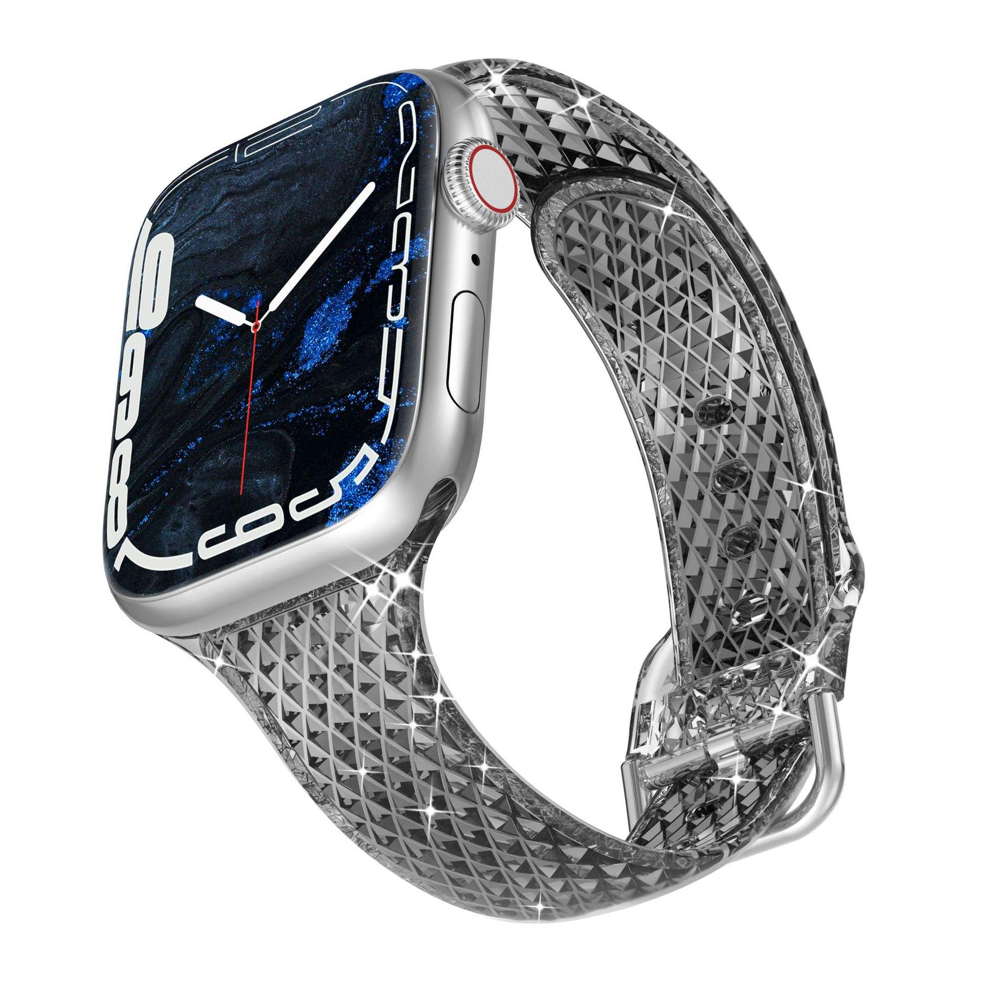 Diamond Pattern Strap For Apple Watch Band 40mm 41mm 38mm 42 44 45mm 49mm Tpu Transparent Bracelet Iwatch 8 7 6 5 4 3 Se Ultra