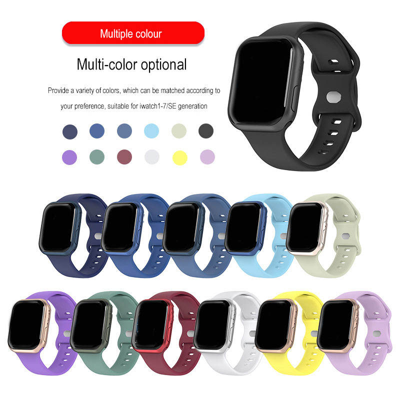  Soft Sport Rubber Silicone Bracelet Strap For Apple Watch Band 38 40 41 42 44 45 49 Mm For Iwatch Se Series 8 7 6 5 Wristband