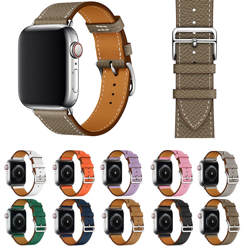  Genuine Leather Loop Bracelet Watch Strap For Apple Watch Band 38 40 41 42 44 45 Mm For Iwatch Se Series 7 6 5 Wristband Correa