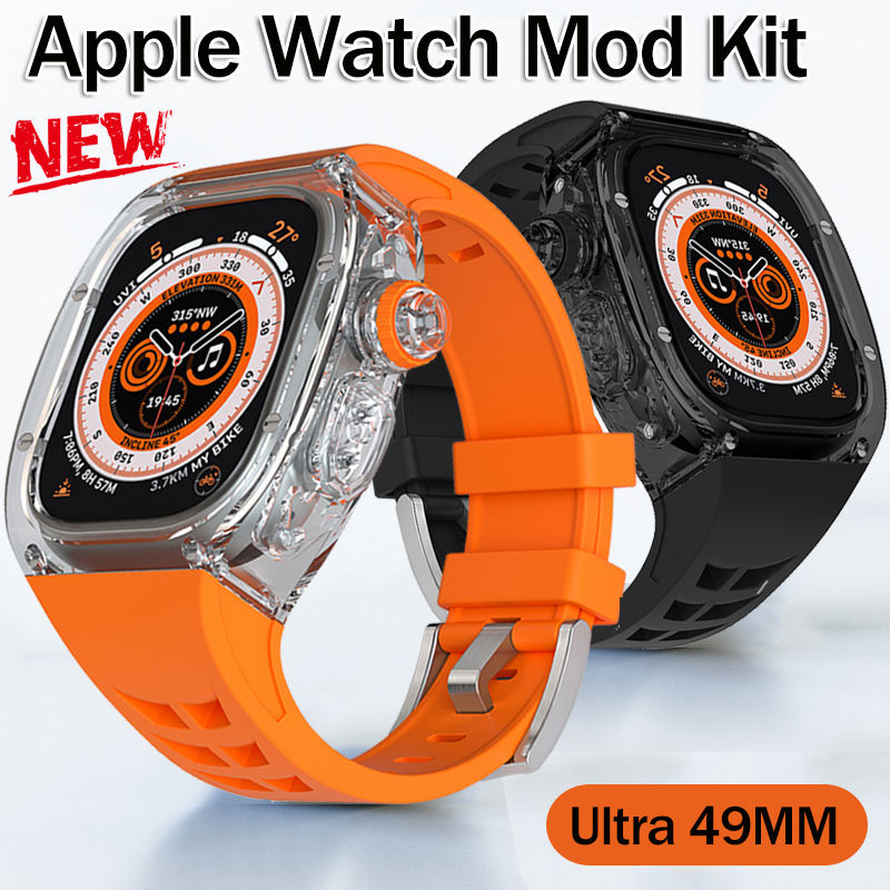 Ultra 49mm Modification Kit Transparent Case For Apple Watch 49mm Silicone Strap For Iwatch Ultra Sport Strap Watch Accessories