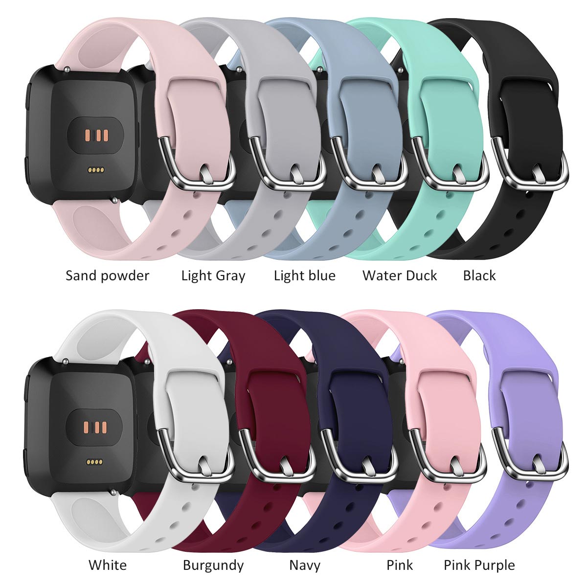 Classic Adjustable Soft Breathable Sport Silicone Watch Band Replacement Strap for Fitbit Versa 2 Waterproof Women Men Wristband