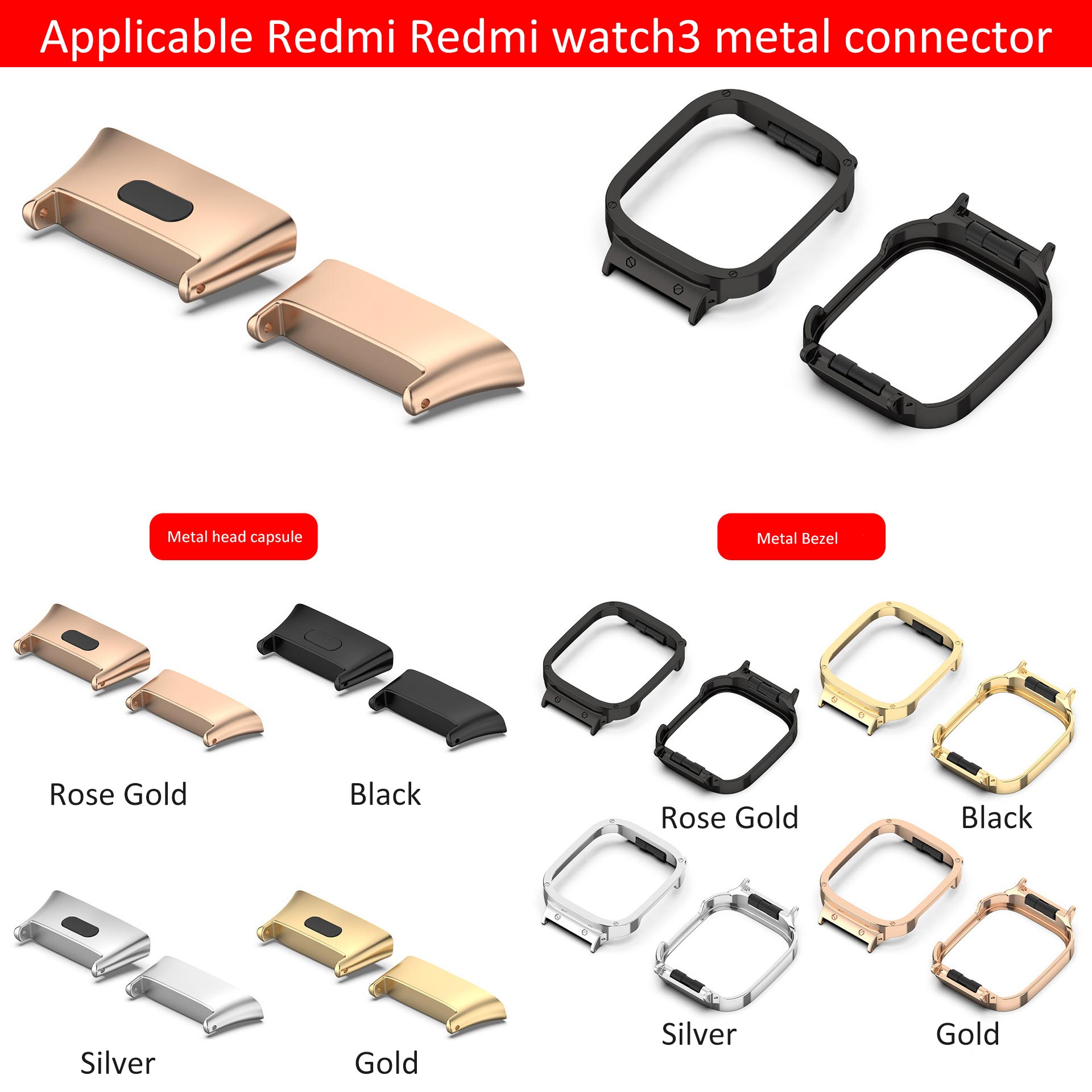 20mm Metal Stainless Steel Strap Connector Adapter For Redmi Watch 3 Xiao Mi Watch Lite 3 Watch Band Buckle Replacement